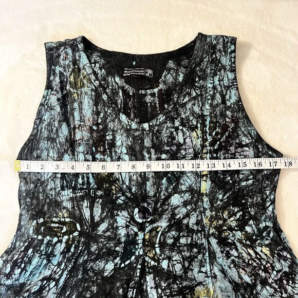 Spirit Of Courage Nnamdi Ibenagu Dress African Batik Tie Dye Sz S Black Teal - Picture 8 of 10